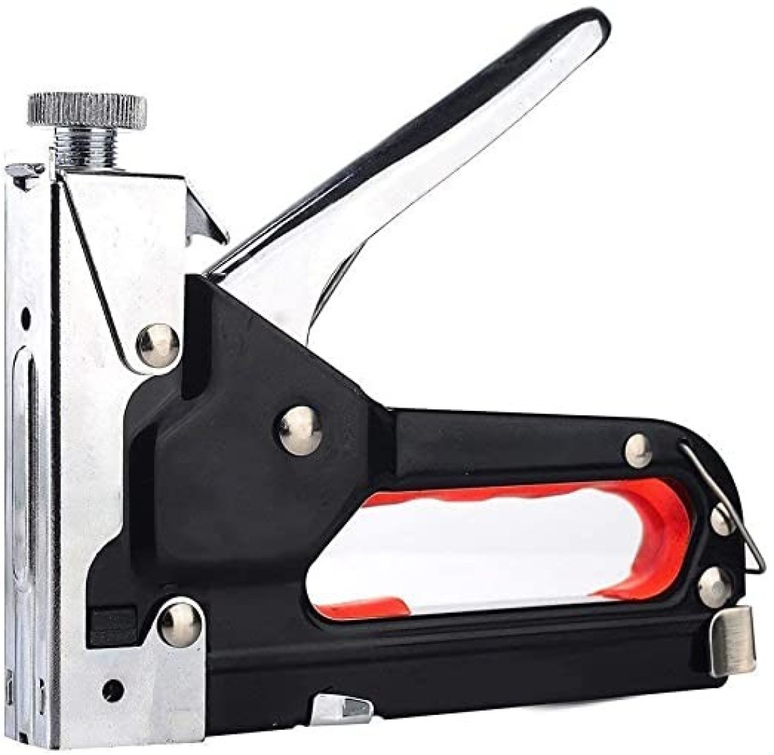 Generic 3-In-1 Staple Gun Upholstery Stapler Heavy Duty Power Crown Shooter Tacker Hand Operated Stainless Steel Nail Gun Tool For Fixing Material Carpentry Furniture Doors And Windows