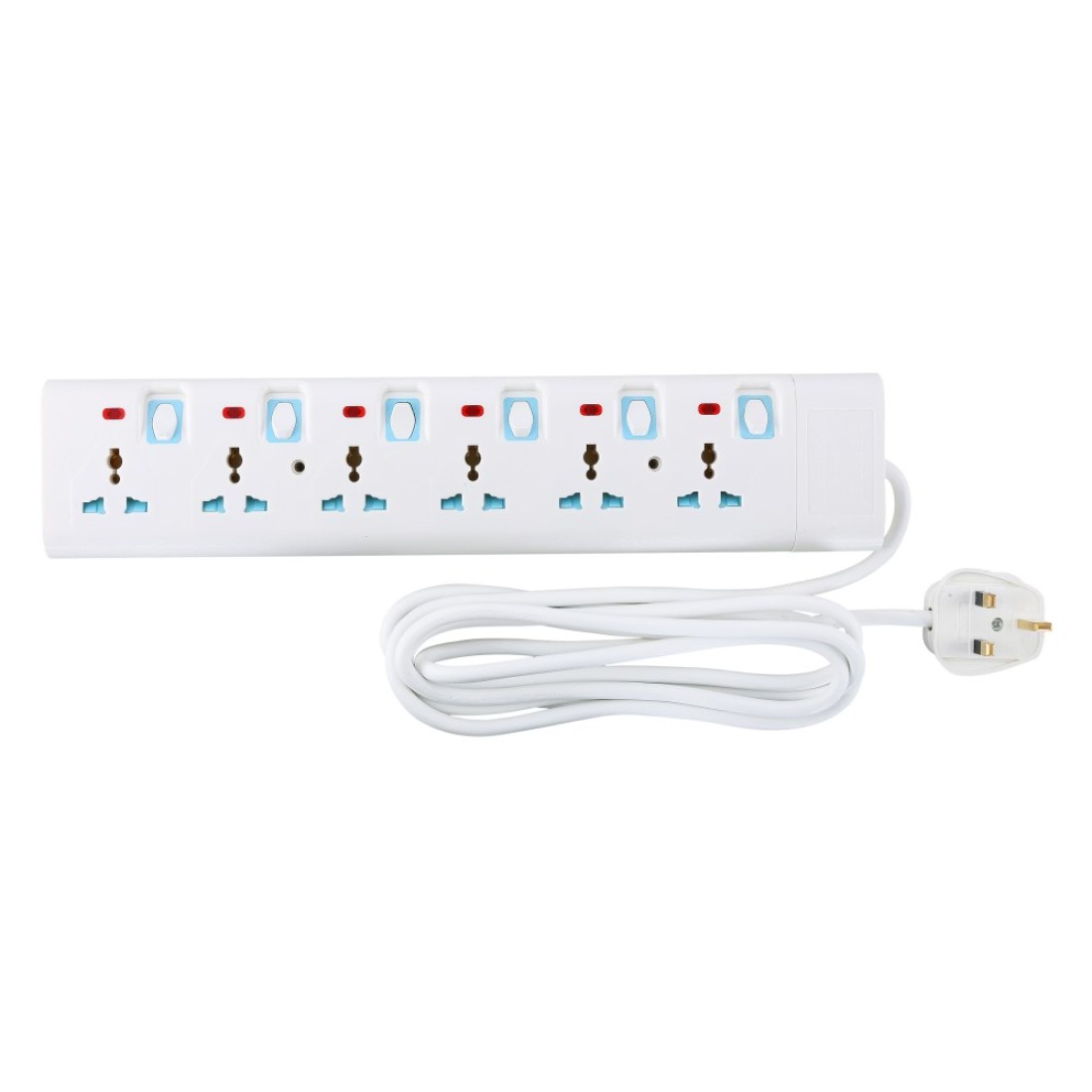 Geepas 6 Way Extension Socket 13A - Extension Lead Strip With 6 LED Indicators &amp; 6 Power Switches | Extra Long 3M Cord With Over Current Protected | Ideal For All Electronic Devices