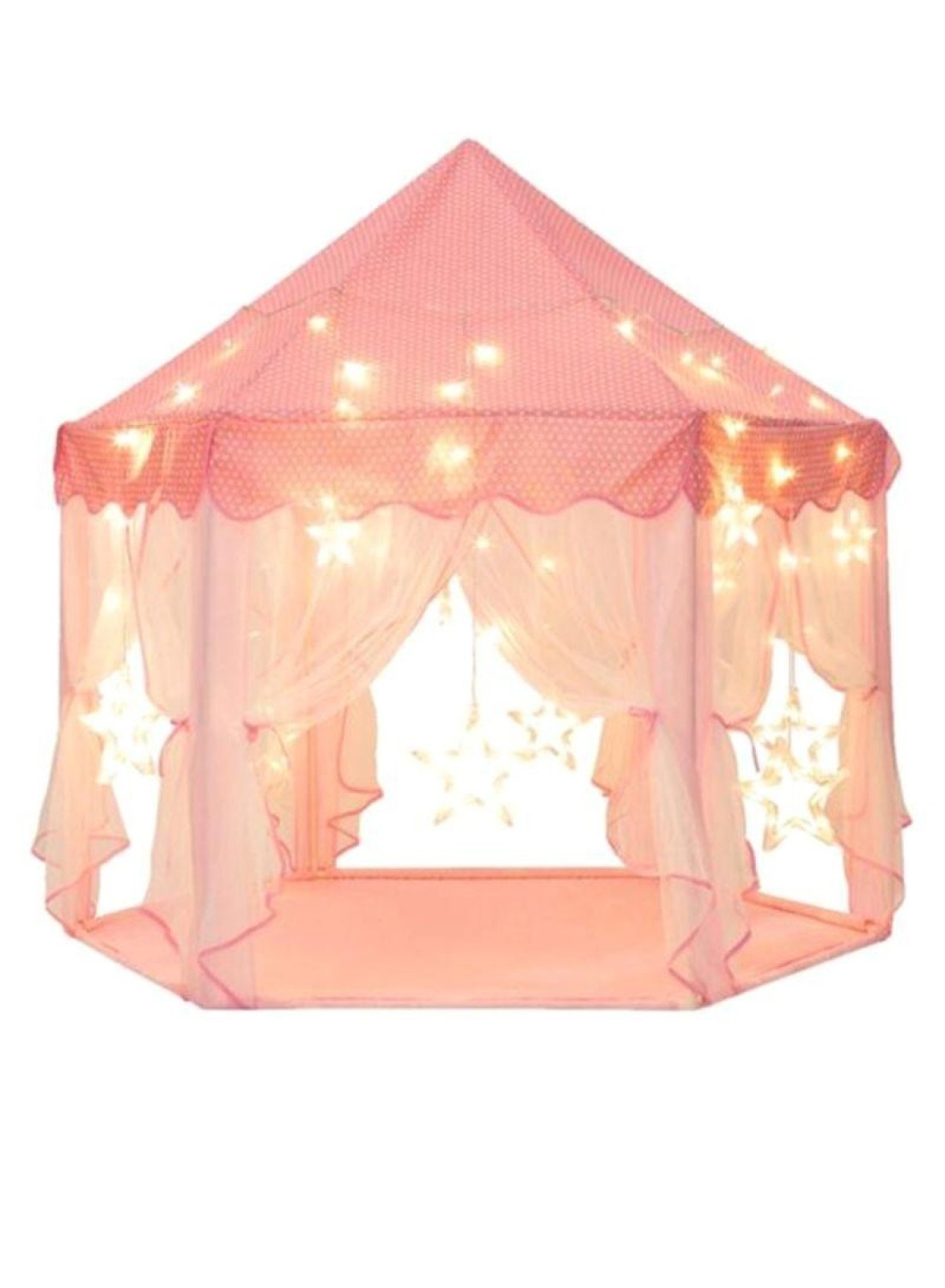 Portable Kids Toy Tipi Tent With Star Light Girl Castle Play House