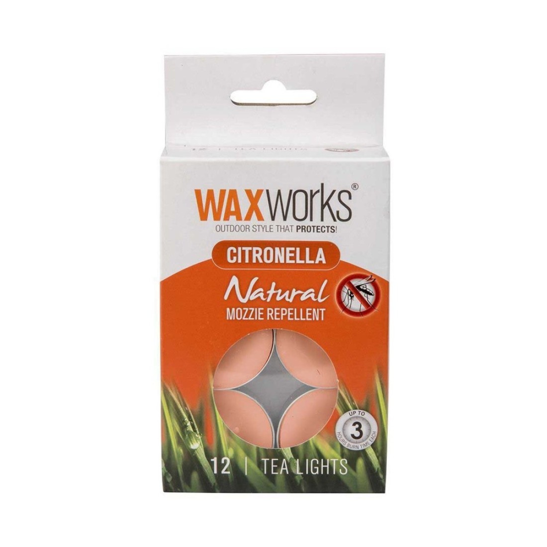 Waxworks Citronella Tea Light Candles Orange Pack of 12
