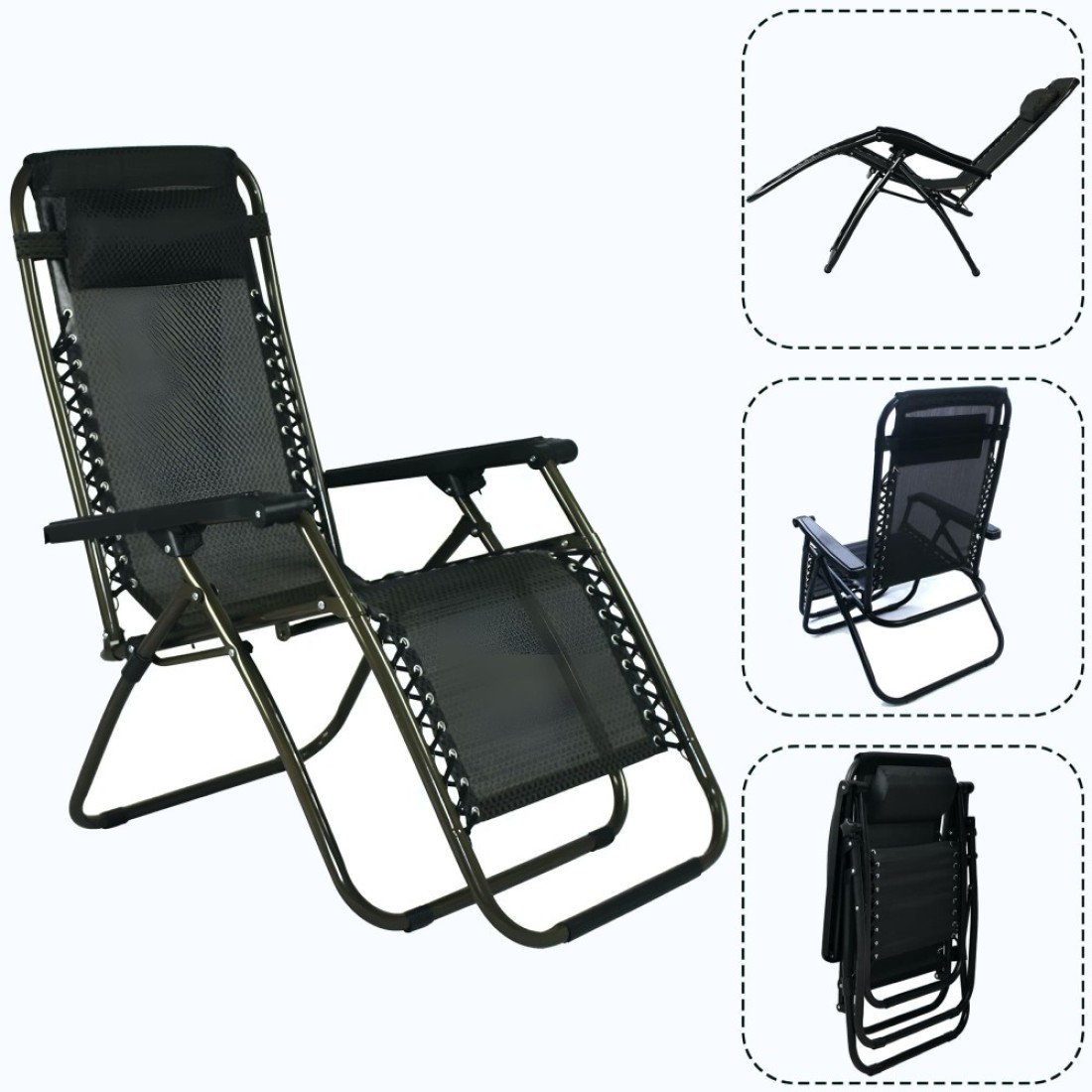 HEXAR Foldable Camping Chair Zero Gravity Folding Lounge Chair Outdoor Lounge Gravity Chair Camping Reclining Lounge Chair with Pillow and Hand Rest Multipurpose Adjustable Chair