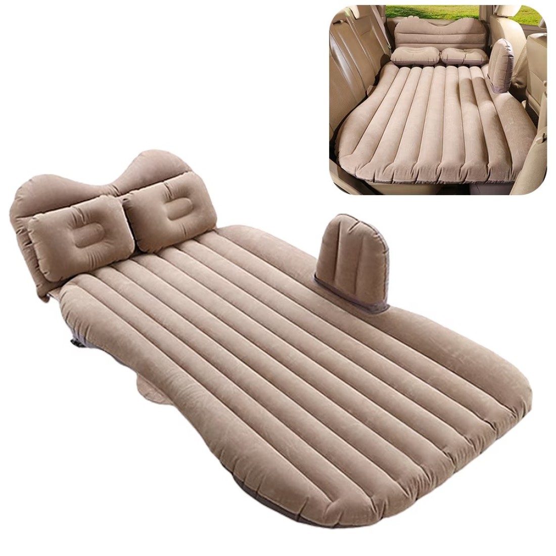 Generic-Portable Car Mattress Foldable Cushion Air Bed Inflatable Mattress Car Bed with Air-Pump Camping Travel Mattress
