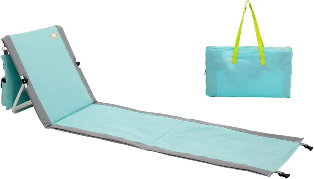 Portable Beach Lounge Chair, Backpack Reclining Beach Mat Chairs for Adults Lightweight with Storage Pouch for Camp/Lawn/Outdoor/Travel/Picnic/BBQ, Foldable Camping Sand Chairs