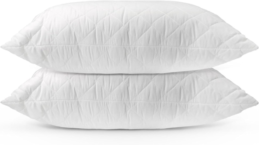 Hotel Linen Klub Pack of 2 Quilted Pillow Queen (50 x75cm) - Outer Cover: 90GSM Microfiber Supersoft Fabric, Filling: 650grams Soft Fiber, Diamond Quilt Pattern