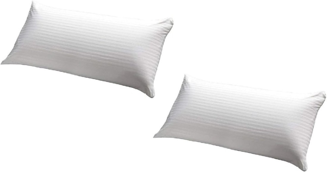Comfy Set of 2 Hotel Quality Stripe Pillow - White