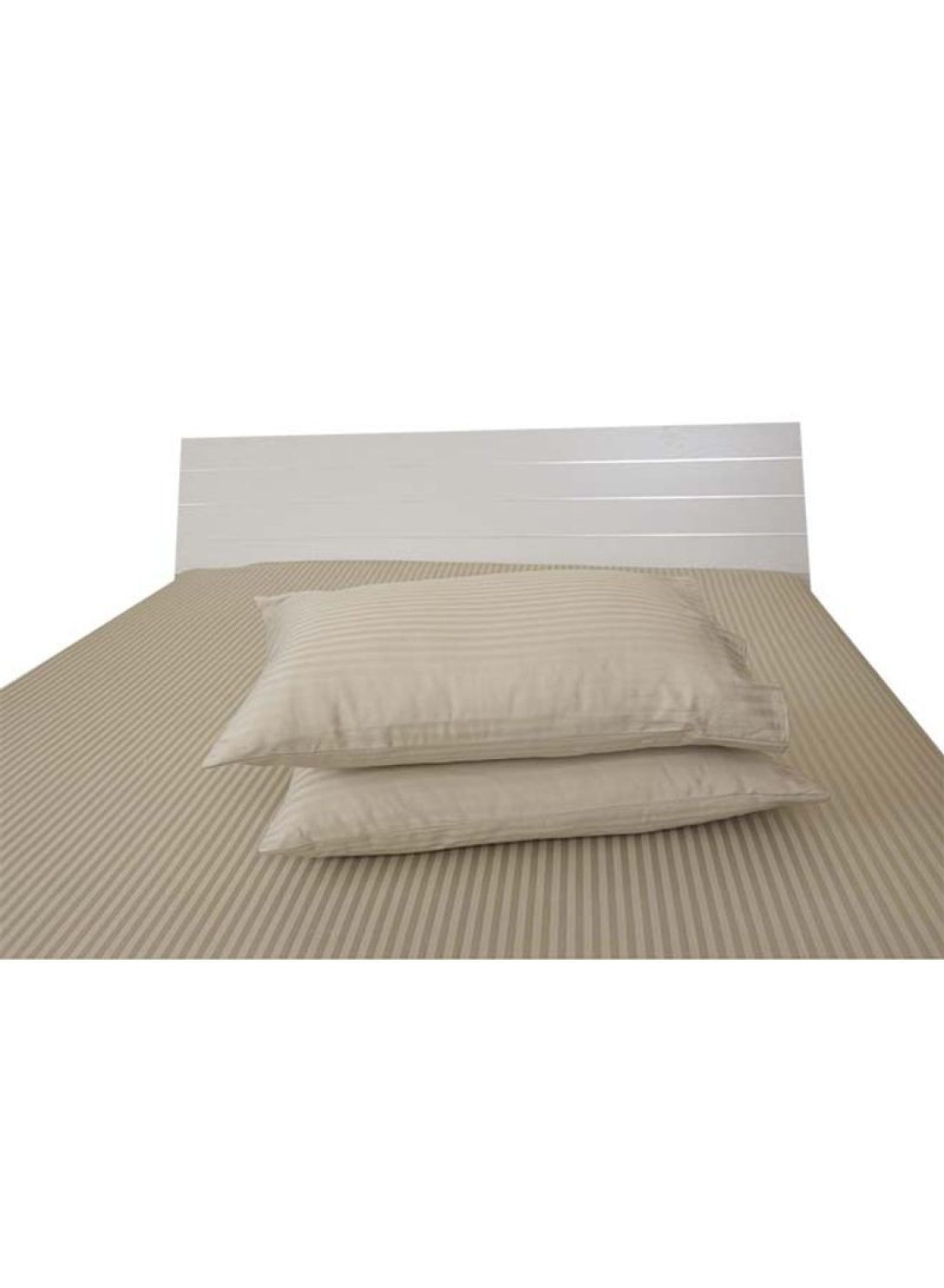 Generic 2-Piece Hotel Linen 100% Cotton 250Tc 1cm Stripe Pillow Cover Set Cotton Stone 50X75cm