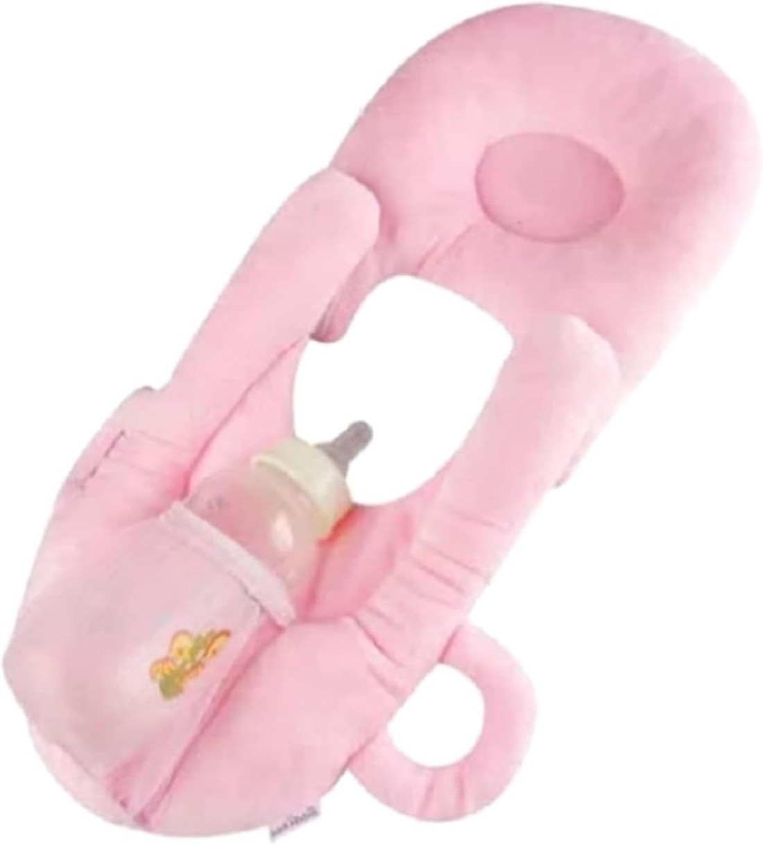 Comfortable Baby Feeding Pillow with Bottle Holder Pocket - Ergonomic Nursing Cushion for Breastfeeding and Bottle-Feeding, Hypoallergenic Infant Support Pillow&quot; Pink