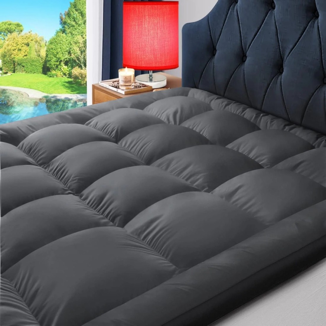 Vital Mattress Topper Soft Comfort White 500 GSM (Gray, Single Size - W 90 X L 200 Cm)