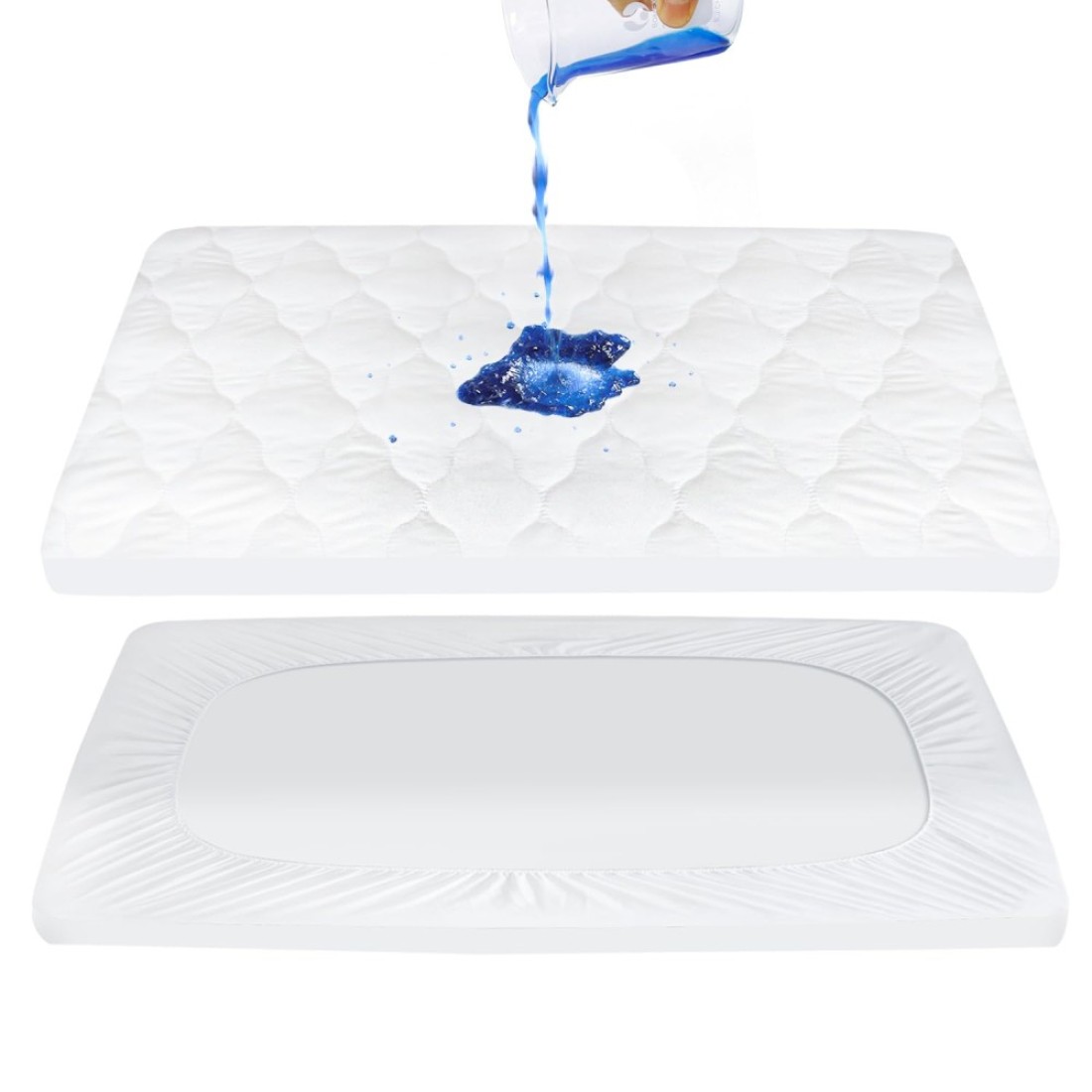Pack and Play Mattress Pad Sheets Cover Waterproof, Soft Quilted Pack and Play Protector, 27&quot; X 39&quot; Fit Graco Pamo Babe Pack and Play Mattress Pad, Baby Portable Mini Cribs and Foldable Mattresses Pad
