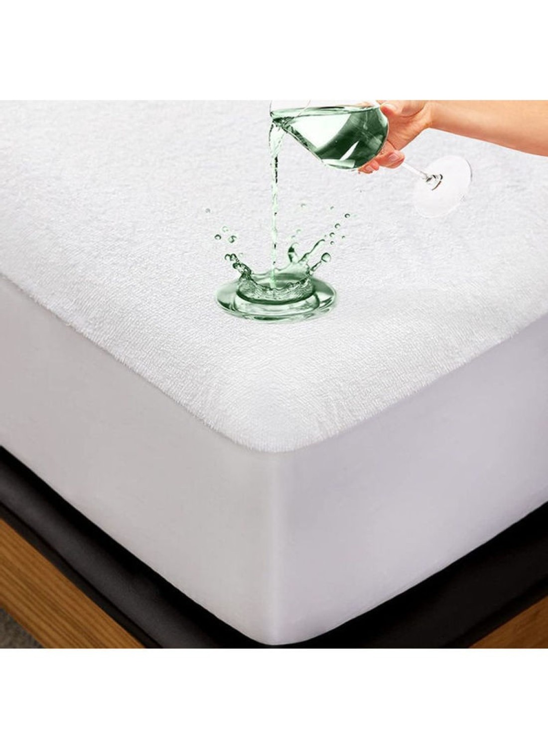 Krude 100 GSM Cotton Water Proof Terry Mattress Protector Cotton, White 200X200cm