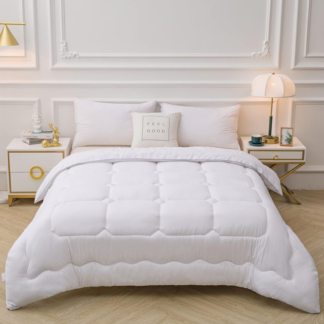 GOLDEN HOME Comforter Duvet Quilt Insert Full White Down Alternative All Season Microfiber (Single (160x210 cm)