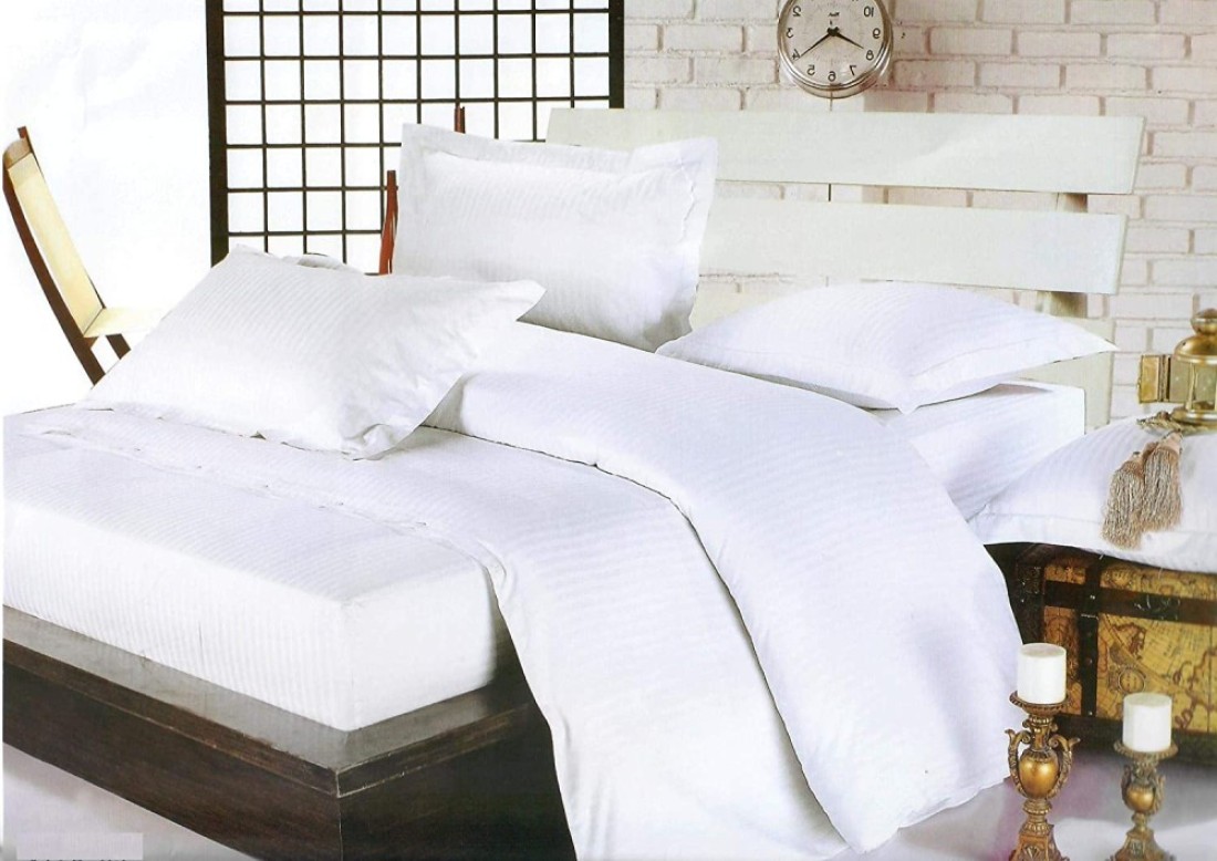 6 pcs white Stripe Bedsheet &amp; Duvet cover Set