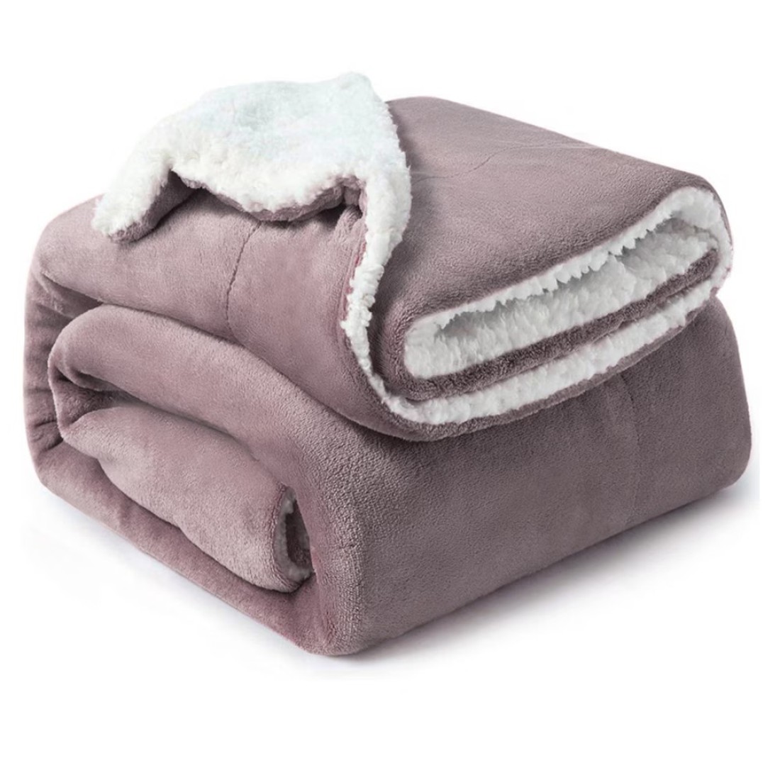 Fabienne Sherpa Blanket Single Size Twin Plush Throw Bed Blanket, 160X220cm, Flannel Fleece Reversible Lamb Blanket, Lilac
