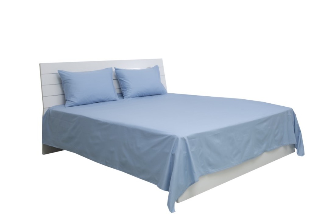 Deyarco Princess Flat Sheet 2pc-Fabric: Cotton Poly Easy Iron - Color: Lt. Blue -Size: Single 170X240cm + 1 Pillowcase Size: 50X75cm