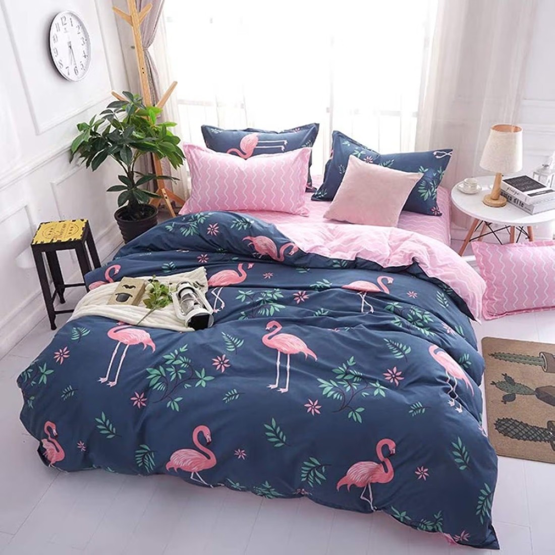 GOLDEN HOME 6-Piece King Size Duvet Cover Set, 1 Duvet Cover + 1 Fitted Sheet + 4 Pillow Cases, Microfibre, Muesli