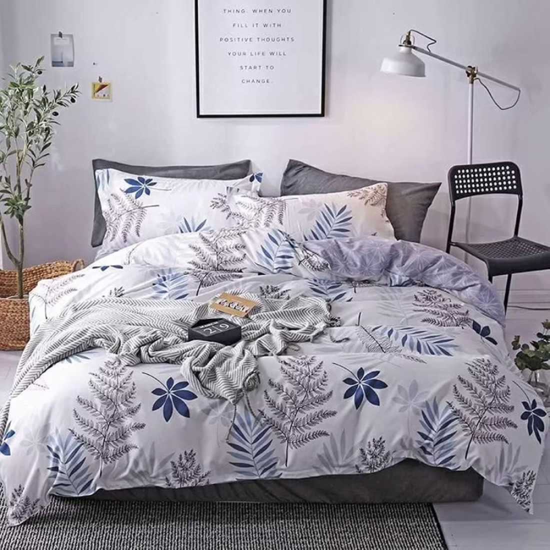 GOLDEN HOME 6-Piece King Size Duvet Cover Set, 1 Duvet Cover + 1 Fitted Sheet + 4 Pillow Cases, Microfibre, Muesli