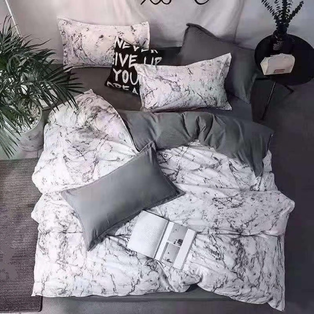GOLDEN HOME 6-Piece King Size Duvet Cover Set, 1 Duvet Cover + 1 Fitted Sheet + 4 Pillow Cases, Microfibre, Muesli