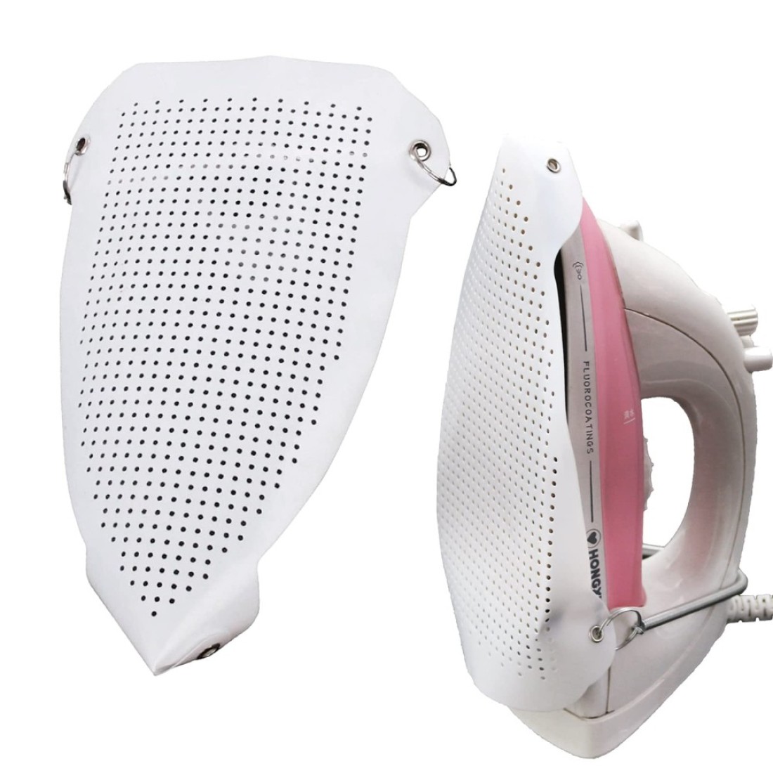 FQTANJU 2 Pcs Ironing Shoe Cover Ironing Accessories Iron Soles Electric Iron Assistant Tool for Iron Safe Slip on Most Standard Size Electric Iron Sole Quick Install Cover White FA175