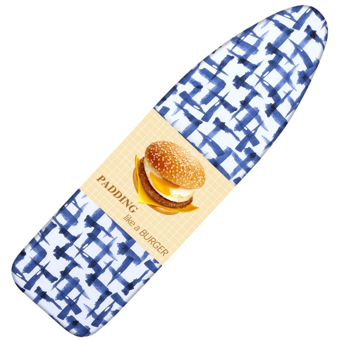 Ironing Board Cover and pad - 15 x 54 Thick Padding 4 Layers with 2&quot; Elastic, Stain Resistant &amp; Durable Scorch, 2 Click Buckles for Smooth Iron/Easy Installation, Blue Brushstrokes