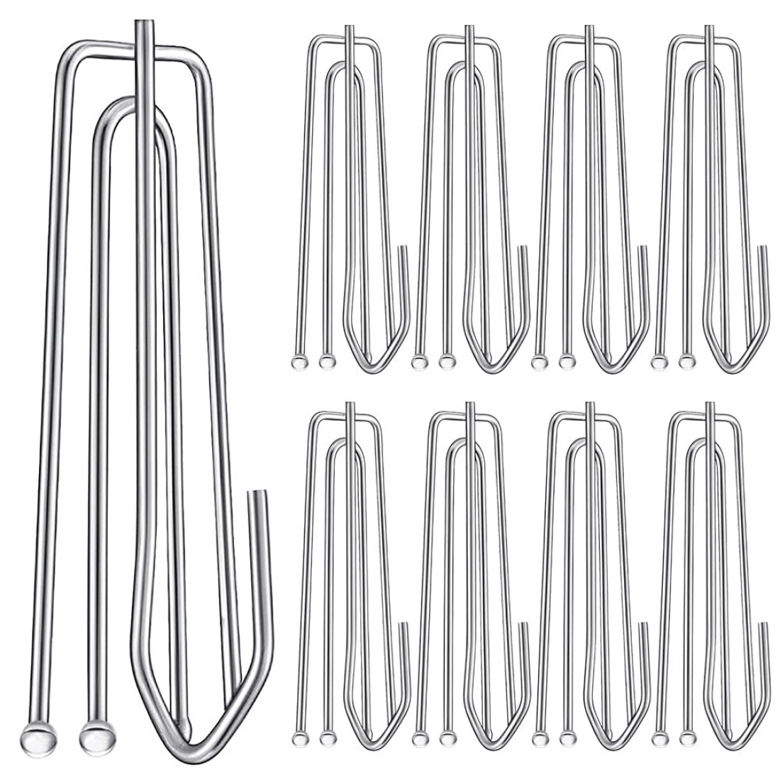 30PC Stainless Steel Curtain Pleat HooksDrapery Hook and Pin for Pleated Drapes 4 Prongs Pinch Pleat Hook ClipsTraverse Pleater 4 End Curtain Hangers for Window Door Bathroom Curtain