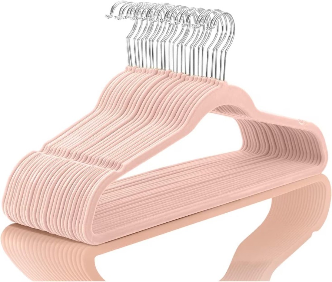 Velvet non-slip Suit Clothes Hangers,360&deg; rotating hook (50pc, Pink)