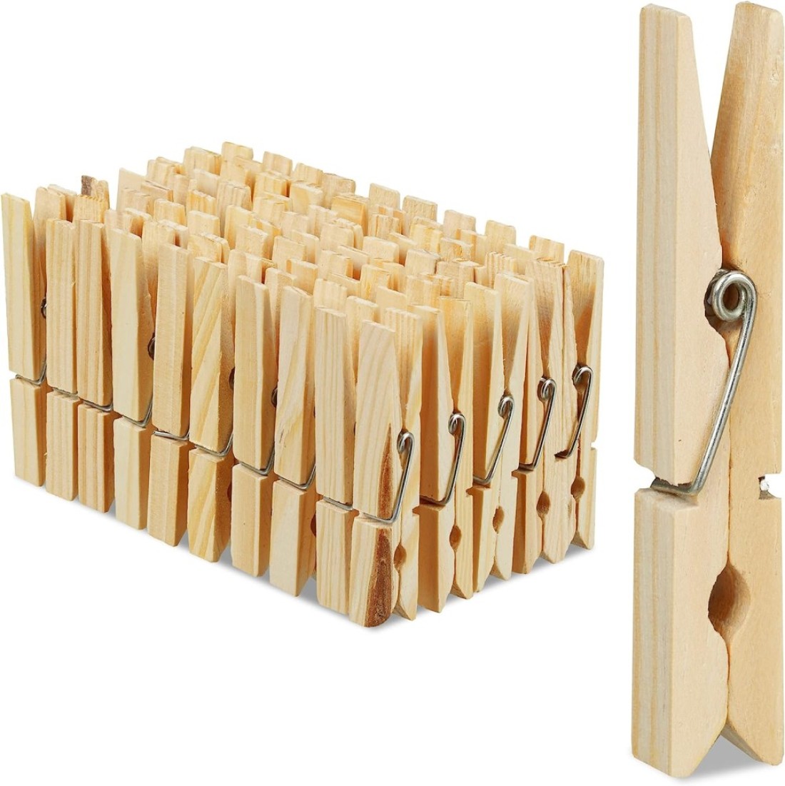Lavish Multi-Functional, 100 Pcs Household Bamboo And Wood Clothes Clip