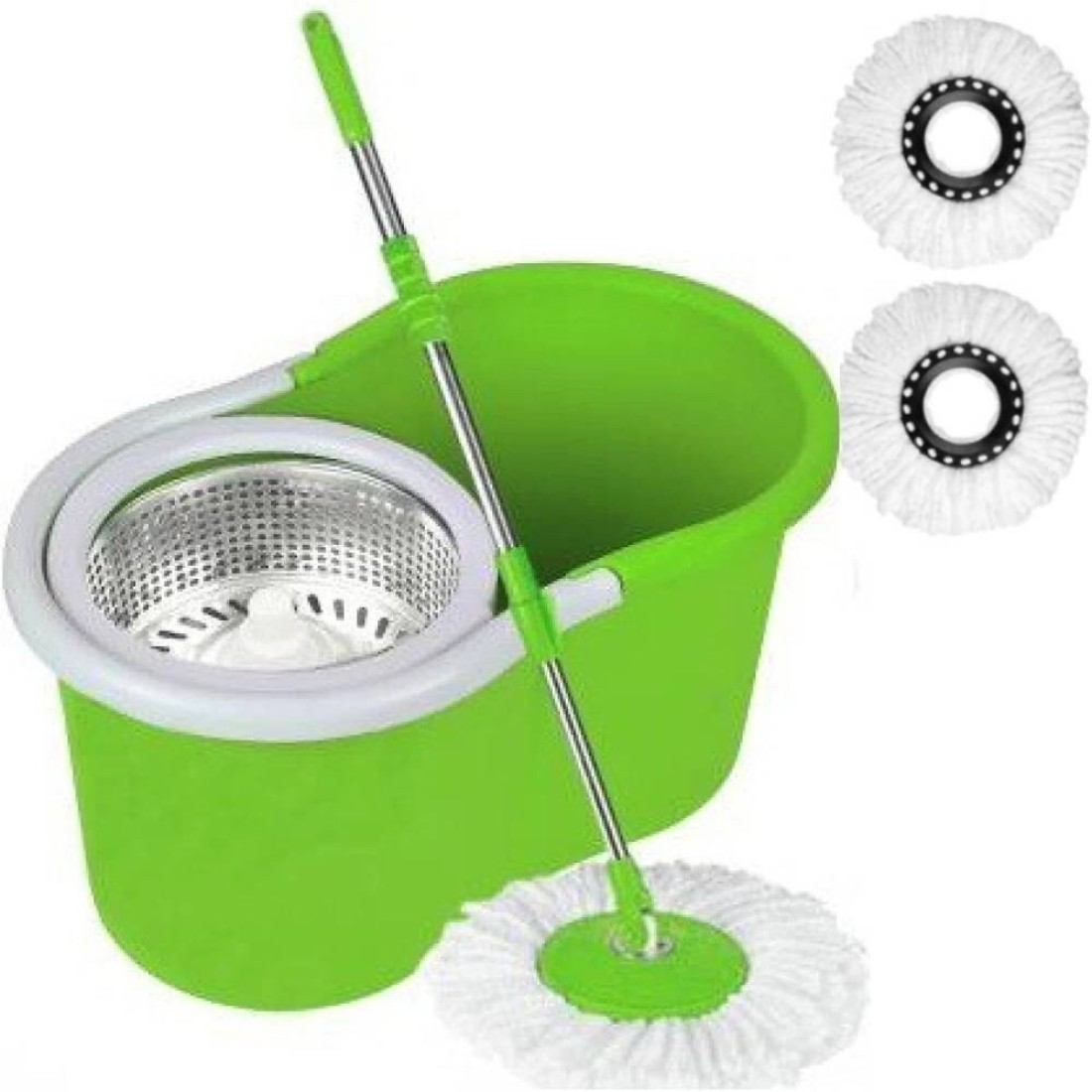 GENNEXT Spin Mop Bucket System, 360 Spin Mop &amp; Bucket Floor Cleaning Mop Bucket With 2 Microfiber Replacement Head Refills