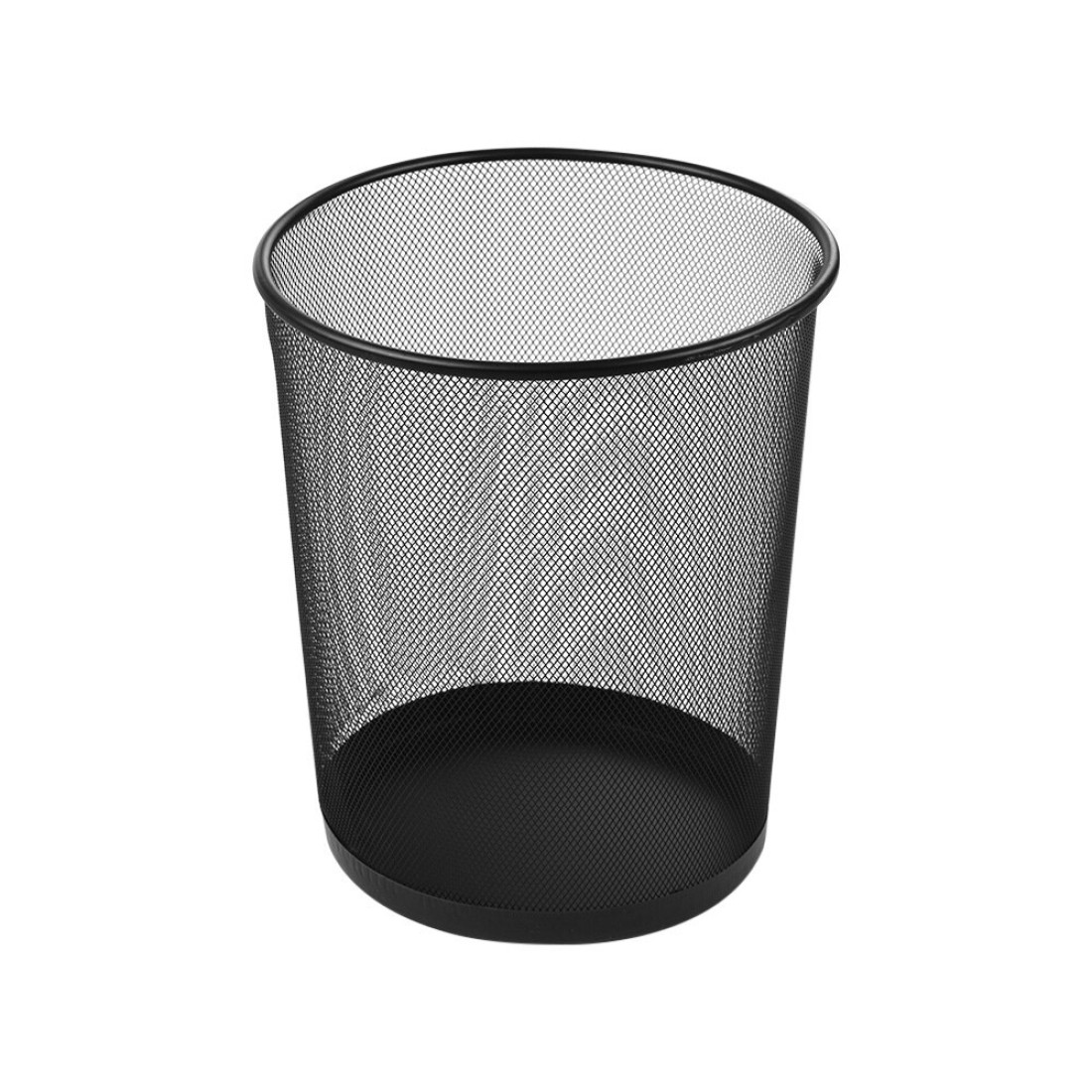Aibecy-Round Metal Mesh Waste Paper Basket Office Dustbin Trash Can Wastebasket Recycling Bin
