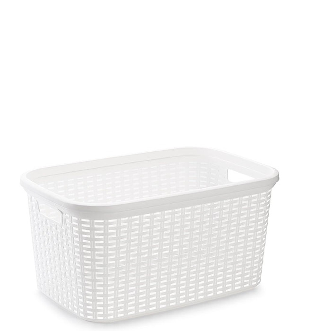 Plastic Forte Rattan Laundry Basket, 35L, White
