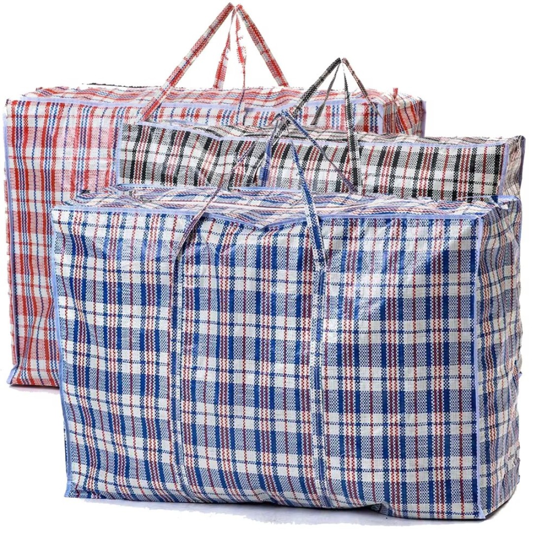 Laundry bags with Zip &amp; Handle, 3 Pack Heavy Duty Reusable Storage Bag for Clothes Moving House Grocery Shopping Bag (Small - 55 x 50 x 30 cm)