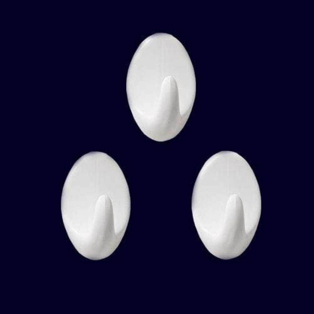 Marrkhor 3-Piece Self Adhesive Hooks White, Plastic Wall Hooks Self Adhesive White Hooks Wall Hanging Hooks Stick on Oval Hooks Seamless Hooks Towel Hooks Heavy Duty Sticky Hooks