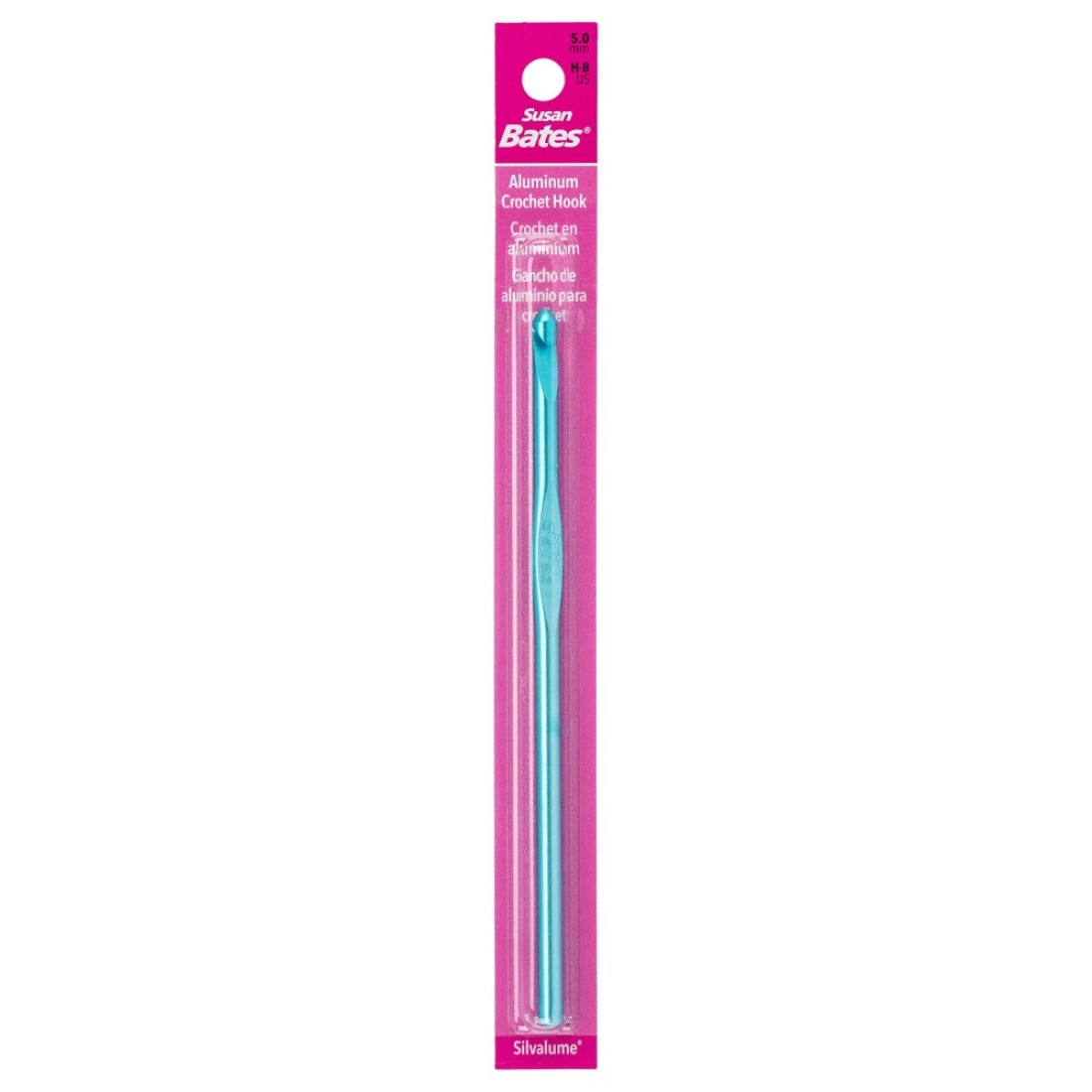 Susan Bates Silvalume Aluminum Crochet Hook 512 Size H 8 Turquoise