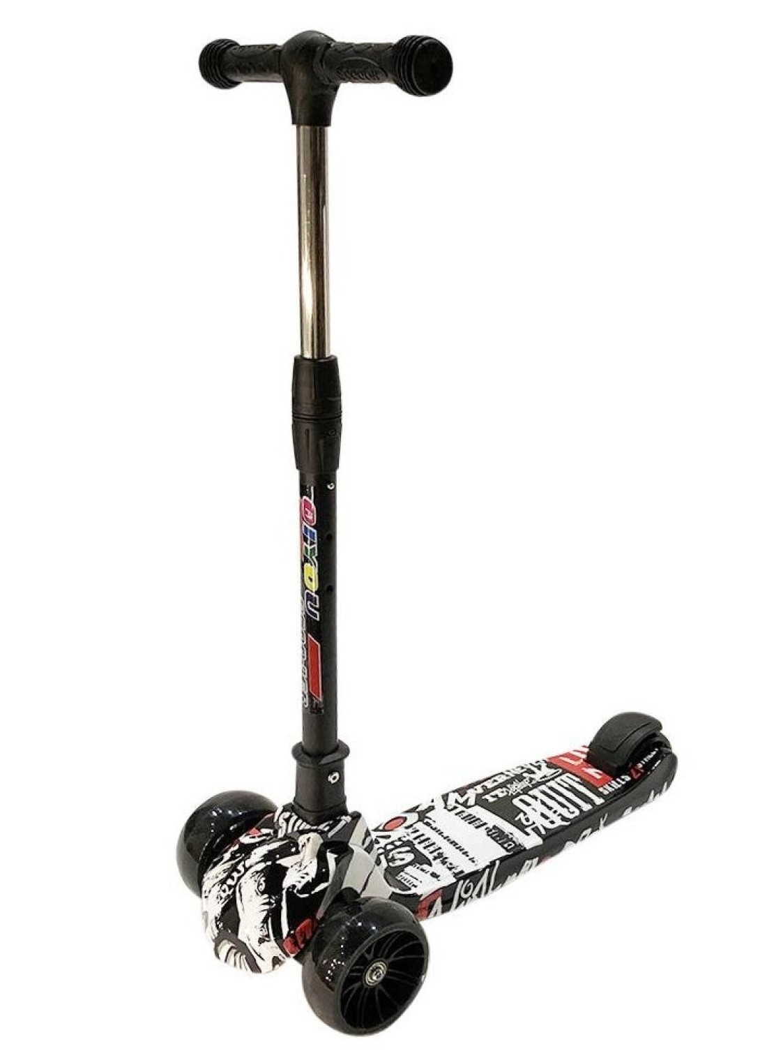 Generic 3 Wheel Scooter LED Flashing Wheels Height Adjustable Extra Wide Deck Kids Kick Scooter