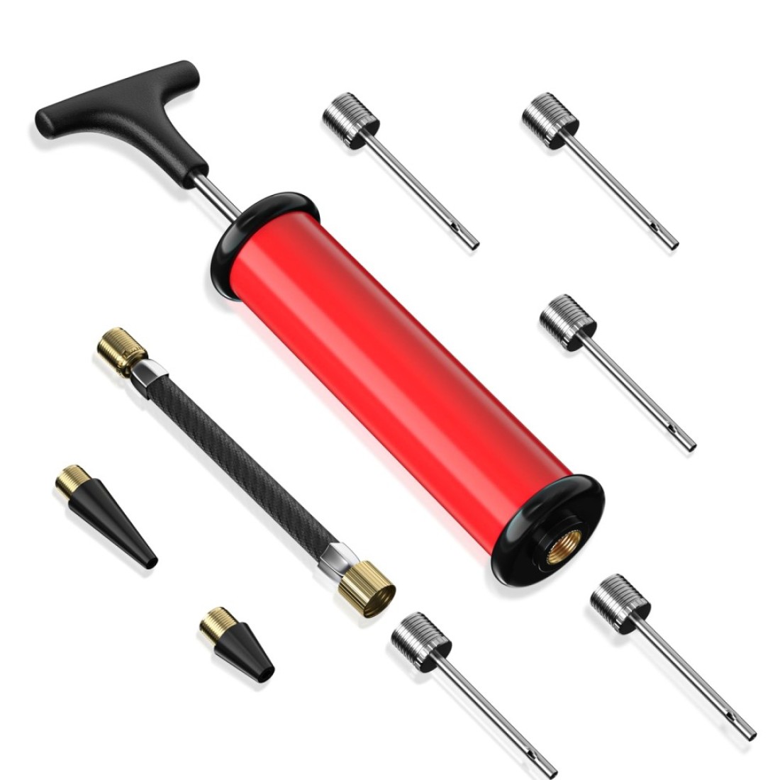 Motorenbau Ball Pump Sports Ball Pump with 5 Needles Nozzle Extension Hose Push Pull Inflator System Perfect for Volleyball Basketball Football Soccer Water Polo Swim Inflatables
