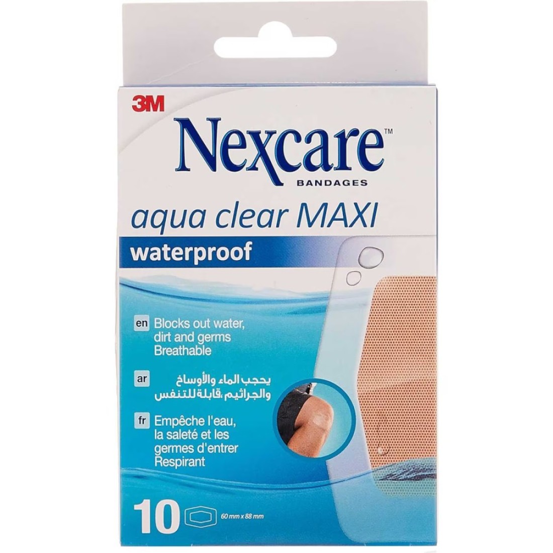 Nexcare Aqua Clear Maxi Waterproof Bandages Plasters 60 mm x 88 mm 10 PCS