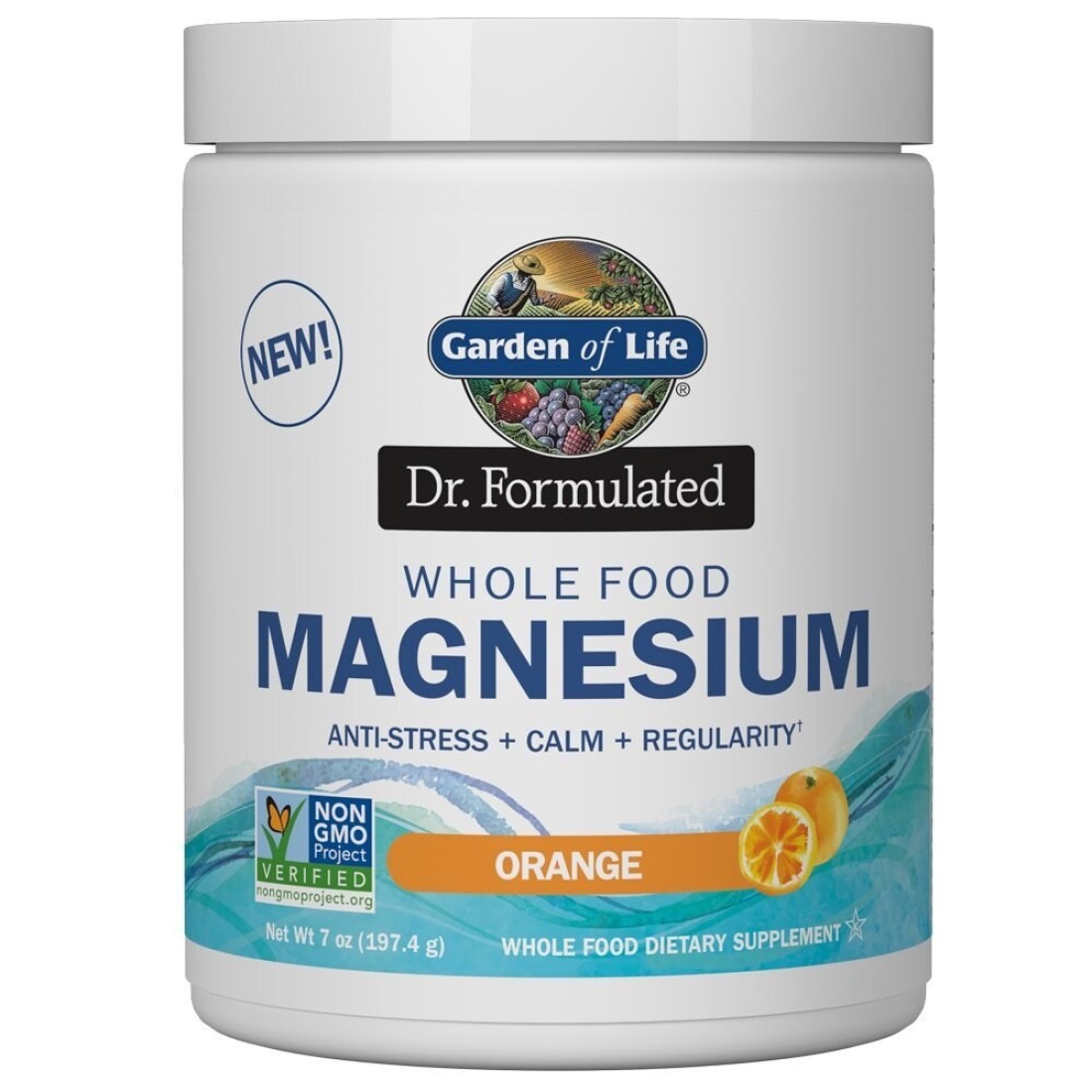 Garden of LifeDr Formulated Whole Food Magnesium 1974g Powder Orange40 Servings NonGMO Vegan Gluten Sugar Free Supplement with Probiotics Best for AntiStress Calm Regularity