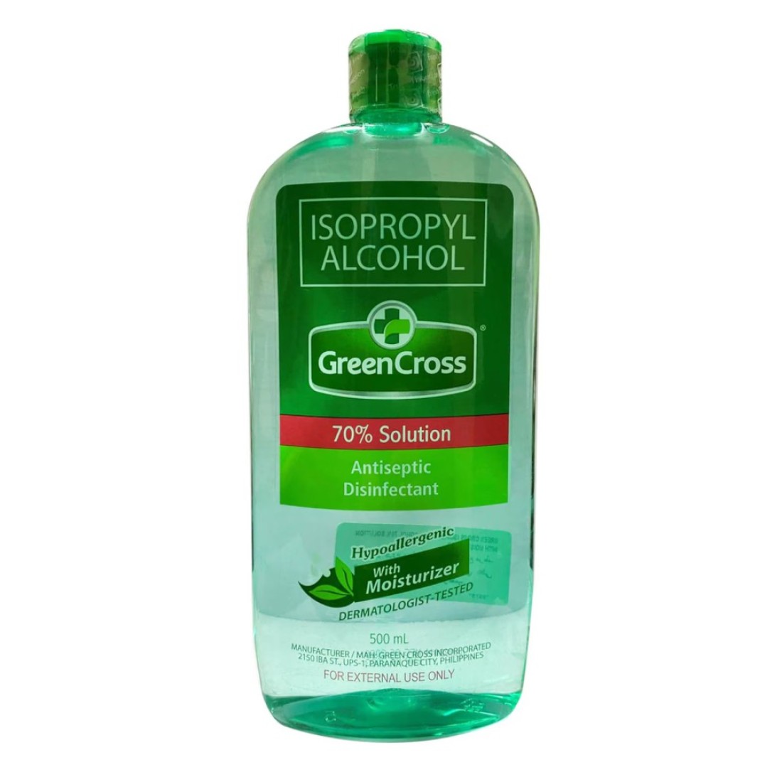 Green Cross 70% Isopropyl Alcohol Antiseptic Disinfectant Green 500ml