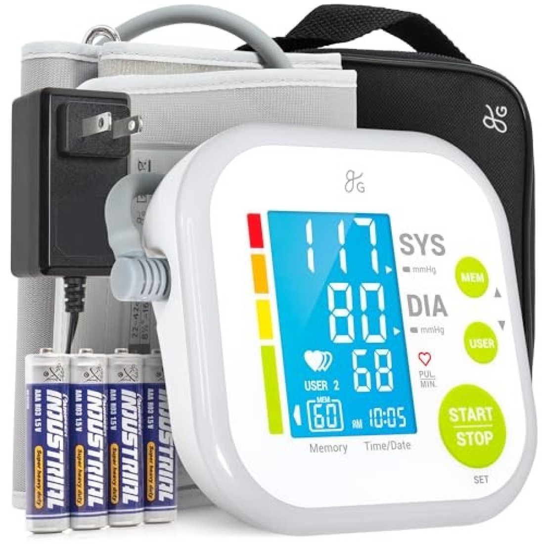Greater Goods Blood Pressure Monitor - Complete BP Machine Kit with Wall Adapter and Premium Comfort Cuff, Designed in St. Louis