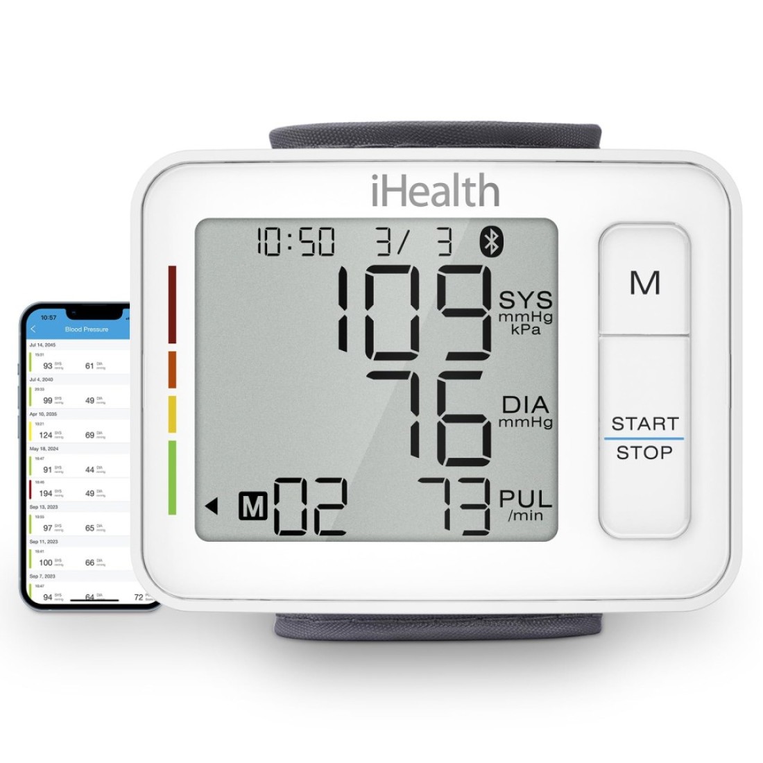 iHealth Push Wrist Blood Pressure Monitor Digital Bluetooth Blood Pressure Machine with Large Display and Portable Carrying Case for at Home and Travel Use