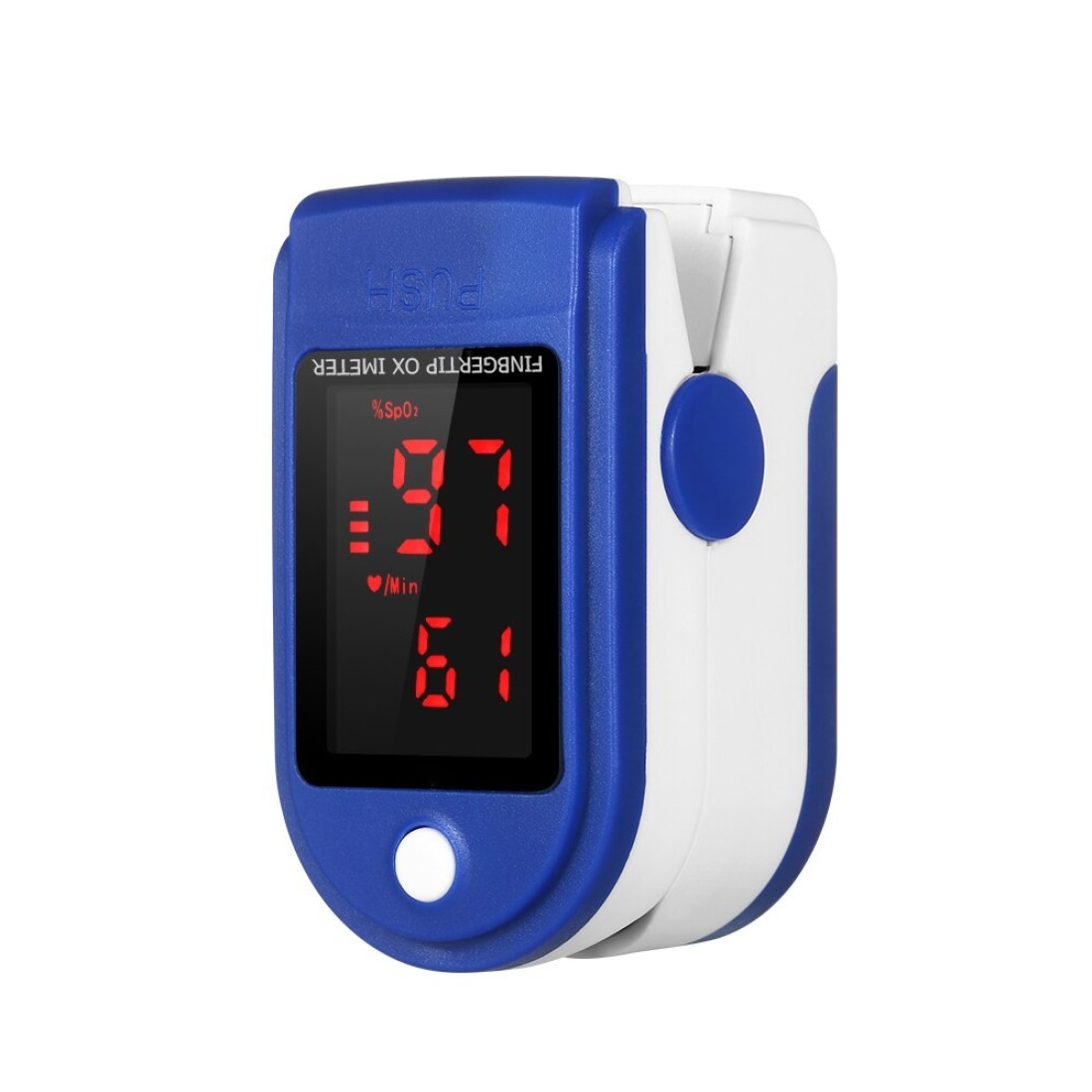 Generic-Fingertip Pulse Oximeter LED Display Blood Oxygen Saturation &amp; Heart Rate Monitor Fingertip SpO2 Measurement Meter with Lanyard-Blue