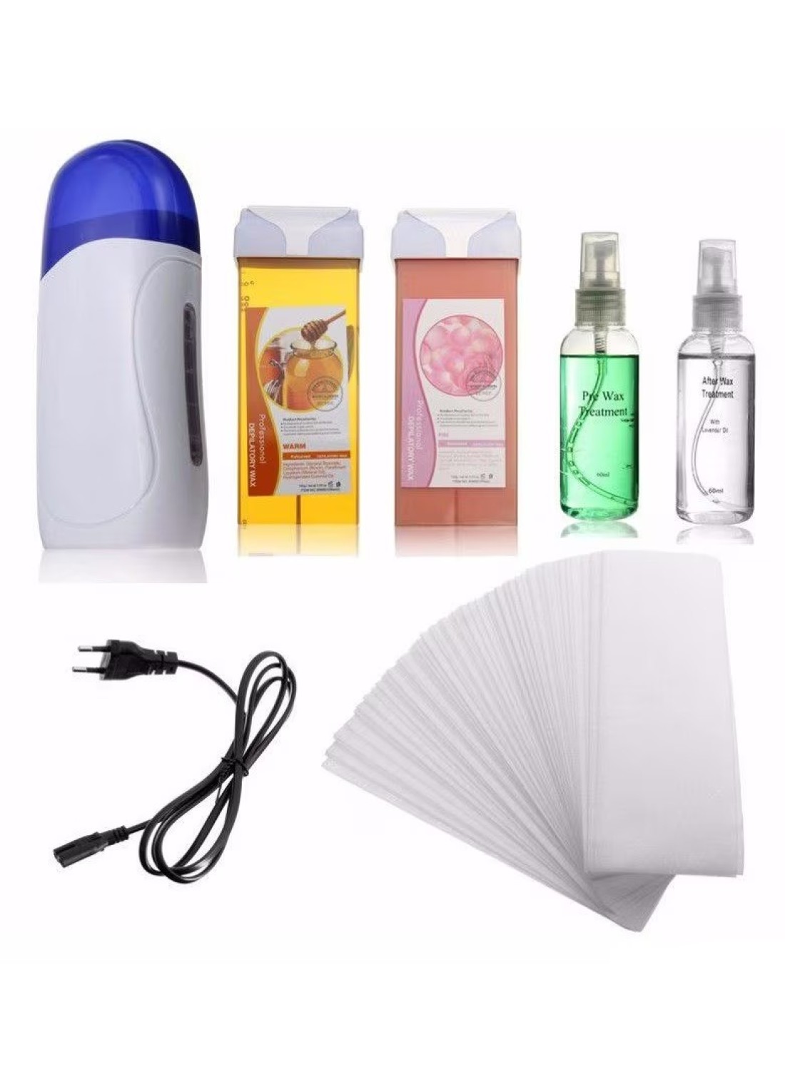 6-in-1 Roll On Hot Depilatory Waxing Kit for Sensitive Skin, Wax Cartridge Warmer for Arms, Legs &amp; Body Hair Removal, At-Home Waxing Kit for Women &amp; Men