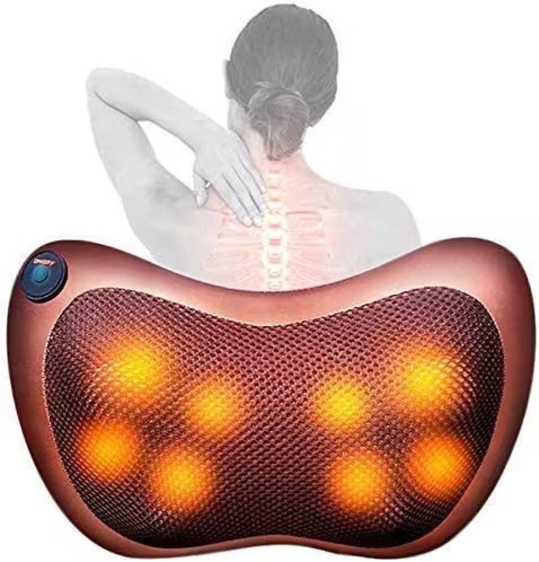 Generic Shiatsu Multifuction Massage Pillow With 8 Massager Heads Heater Neck Shoulder Body Electric Massager Home, Office, Car, Bed Use
