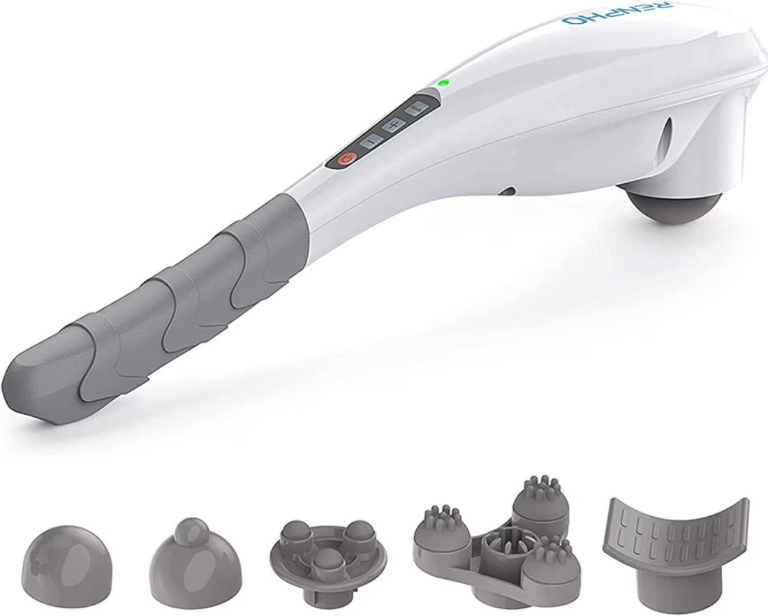 Renpho Rechargeable Hand Held Deep Tissue Massager For Muscles, Back, Foot, Neck, Shoulder, Leg, Calf Pain Relief, Cordless Electric Percussion Full Body Massage With Portable Design, White