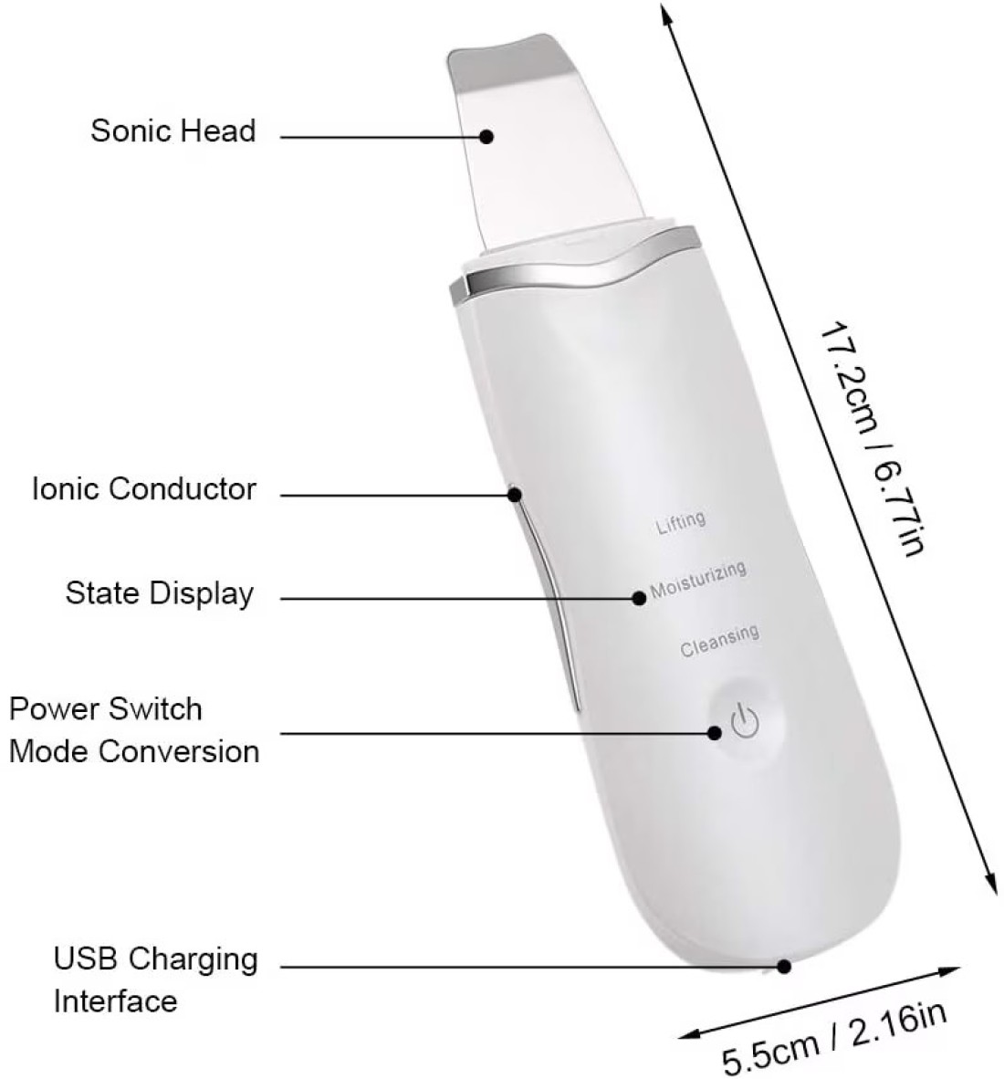 Generic Ultrasonic Face Cleaner Skin Scrubber Care Massager Facial Tighten Anti-Aging Peeling Cleaner Blackhead Wrinkle Removal