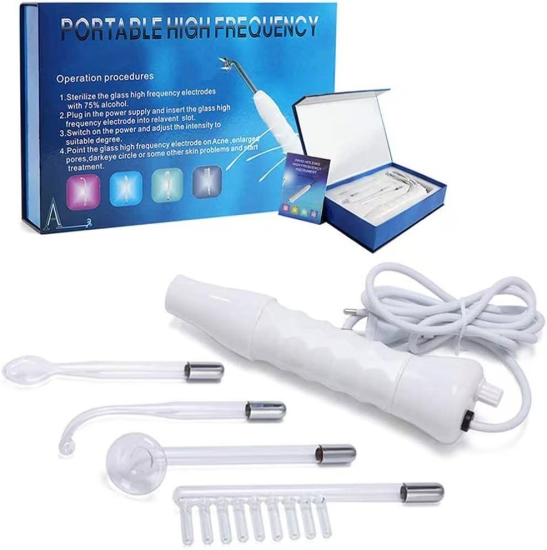 Feengg High Frequency Machine Electric Therapy Device, Portable Handheld Electrotherapy Comb, Current Bar For Hair Growth Facial Acne Repaired Massager