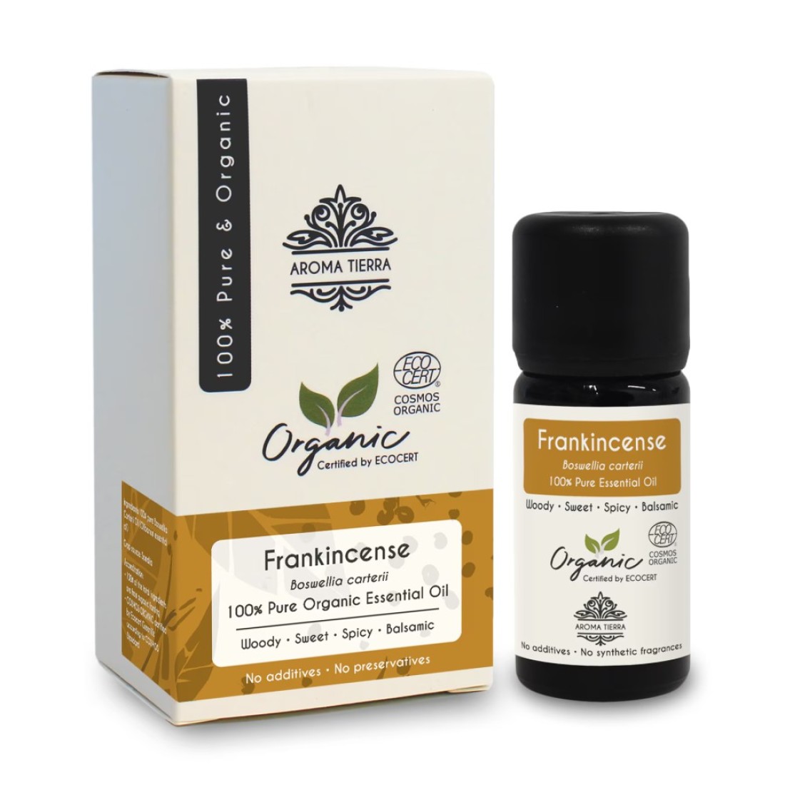 Aroma Tierra - Organic Frankincense Essential Oil - Aroma Tierra - 100% Pure, Natural, Certified Organic By Ecocert - 10Ml