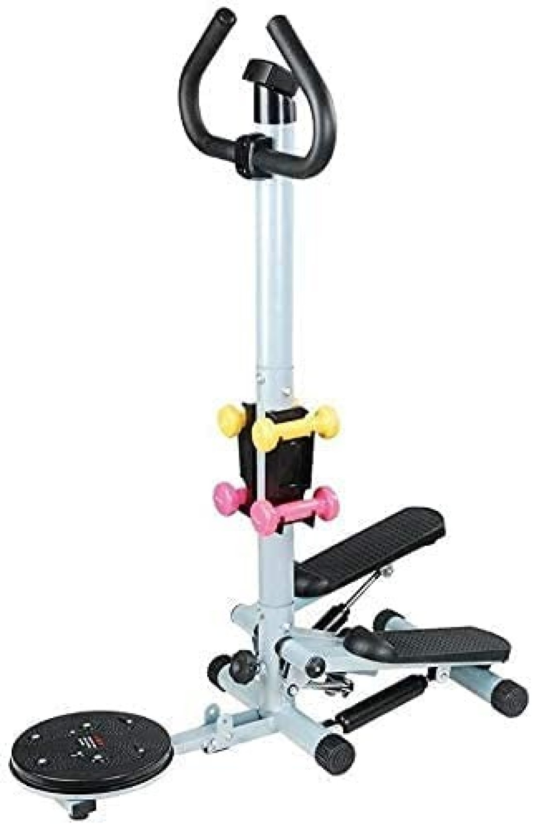 Marshal Fitness 3 in1 Multi Function Stepper with Twister, Handle and Dumbbell Stepper for Exercise, Adjustable Folding Workout Machine for Home or Gym with Waist Twister Digital Monitor Handle-1806D