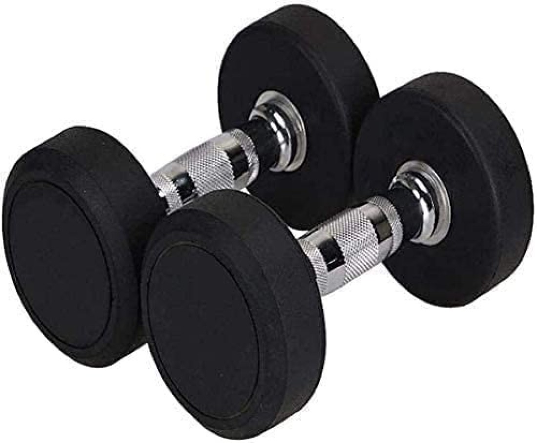 ULTIMAX Round Rubber Dumbbell Fitness Dumbbell Hand Weights Dumbbells Chrome Handle Dumbbell Professional Arm Muscle Exercise Equipment Gym and Home Fitness Equipment-2Pcs- 5 kgs