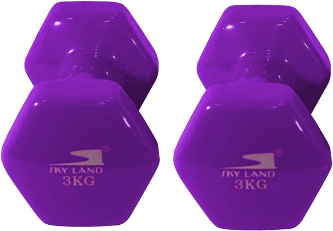Sky Land Classical Head Vinyl Dumbbell Set, 3 Kg X 2 - Purple, Em-9219-3