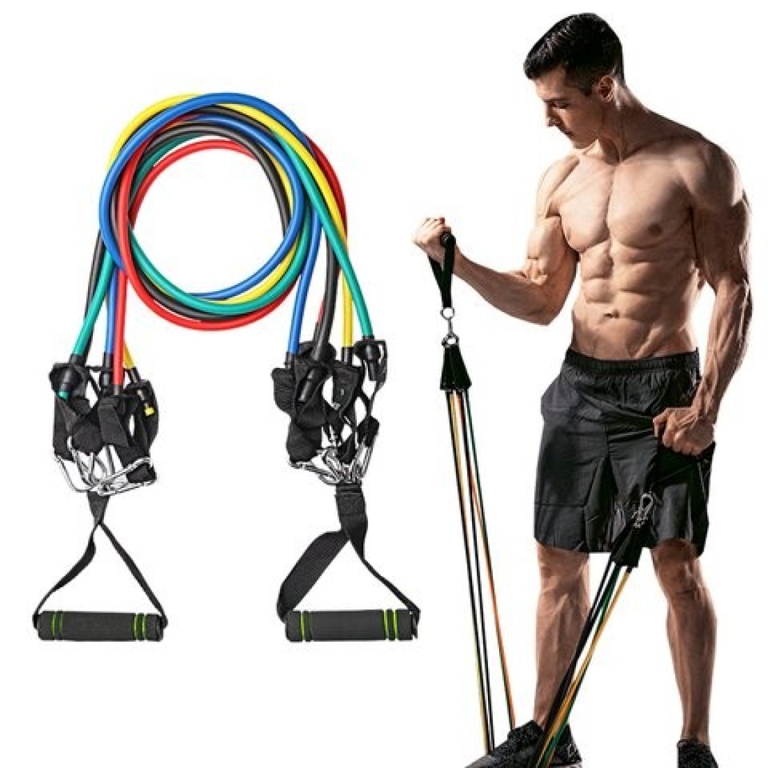 Doreen 11pcs set Fitness Resistance Bands Tubes Yoga Pull Rope Sport Fitness Gum Workout Exercise Bands Gym Sport Rubber Expander